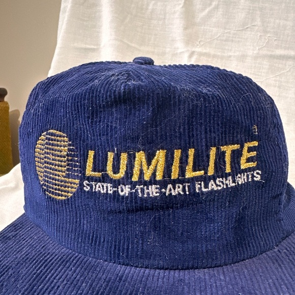 Vintage Cord Lumilite Navy Cap with Gold Embroidery - Picture 2 of 6